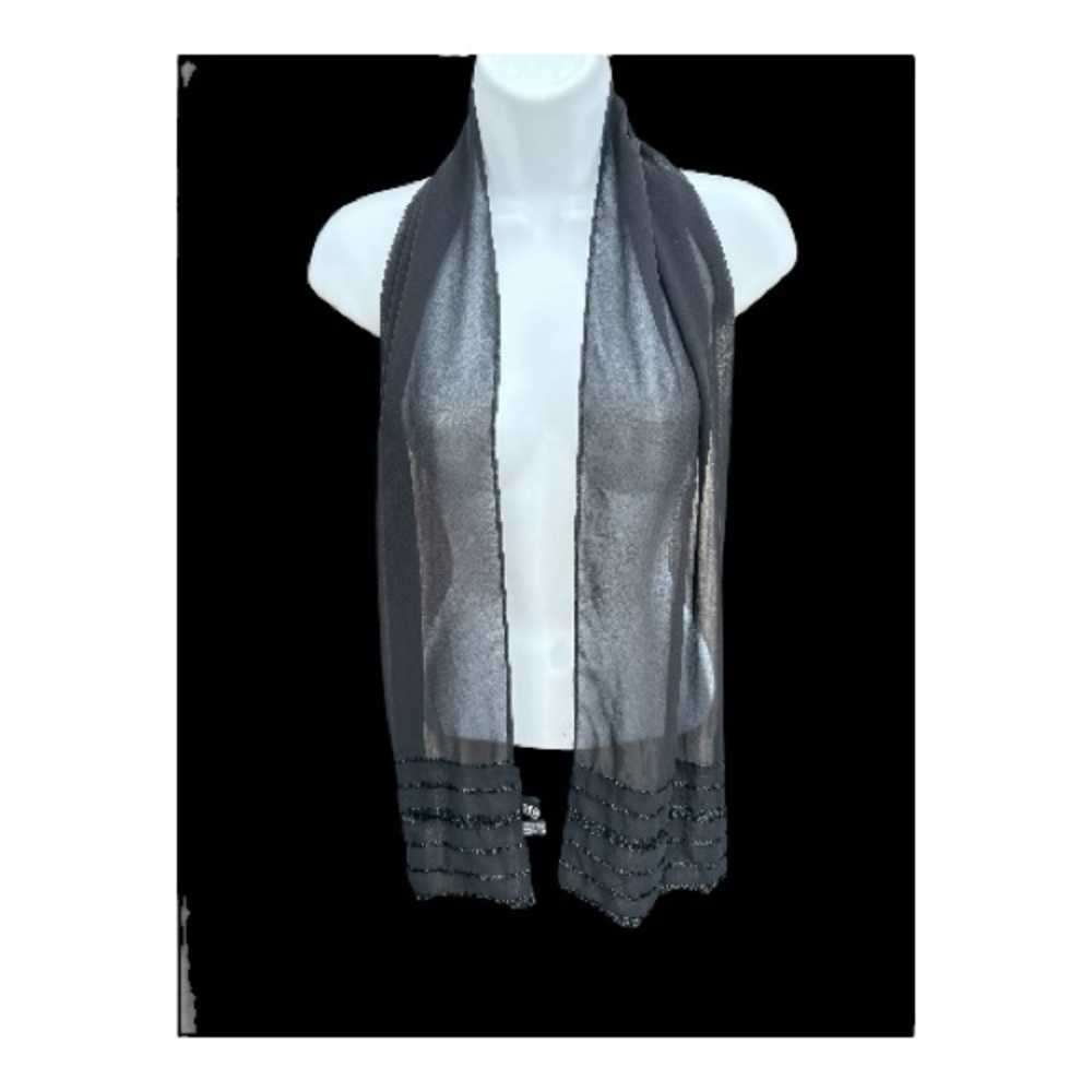New York & Company Black Beaded Top Scarf Vintage